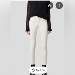 All Saints Grace white skinny  jeans size 25